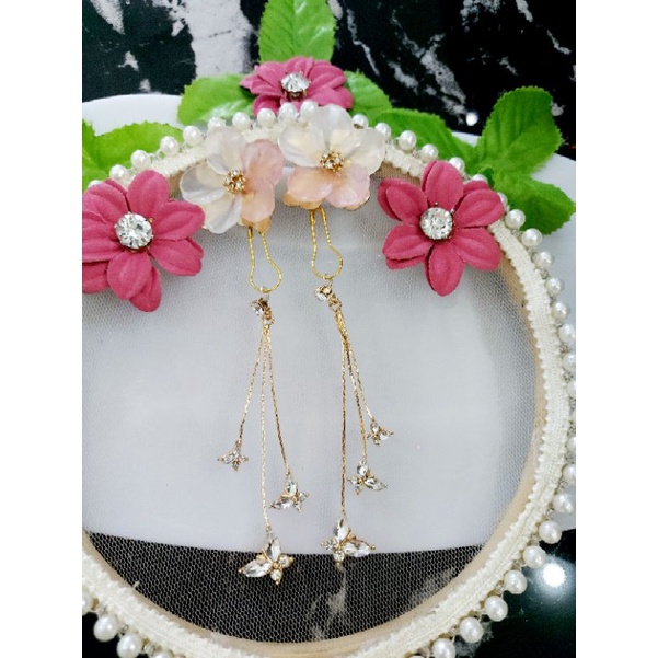 A52 anting hijab juntai kupu kupu swarovsi gold_anting jilbab_anting hijab