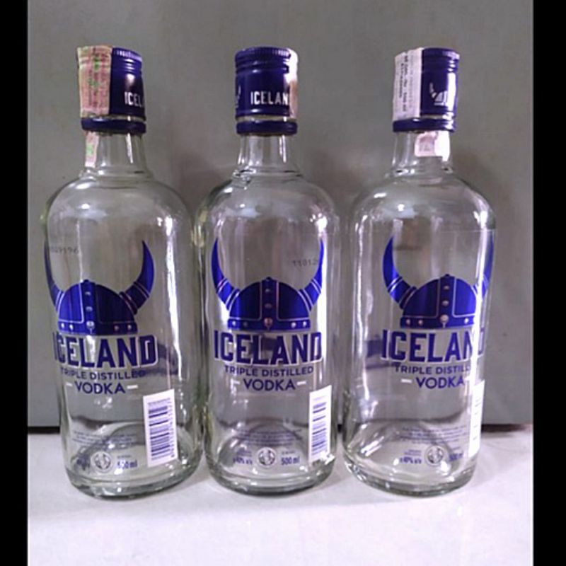 BOTOL BEKAS MIRAS ICELAND VODKA 500 ML BOTOL UNIK/1PCS