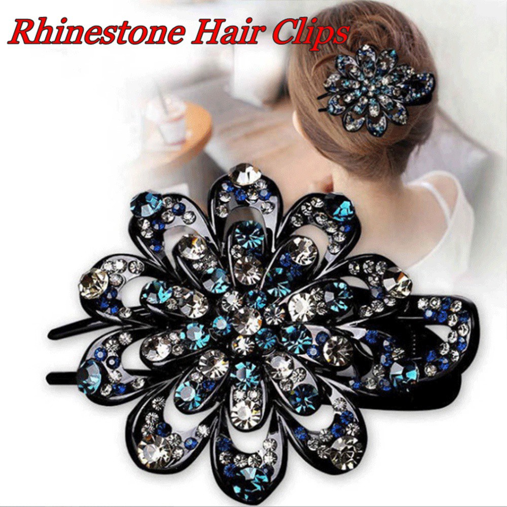 Hairpins Rhinestone Crystal Flower Hair Clip For Women Colorful