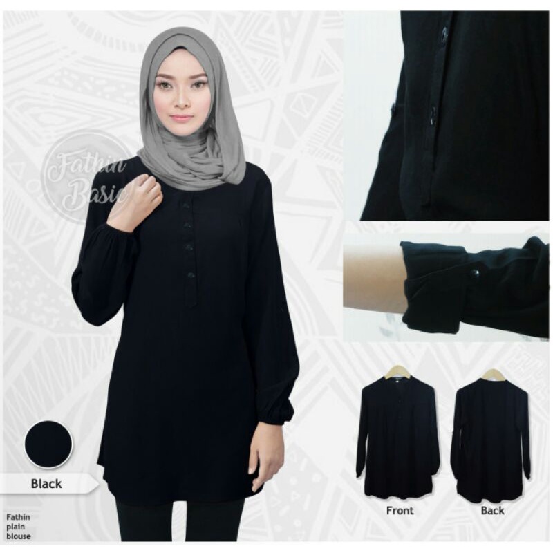 Blouse Polos Rayon Premium hitam Atasan Wanita