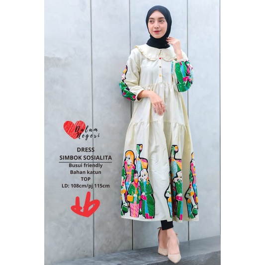 Dress Batik Karakter Mbok Jamu Modern