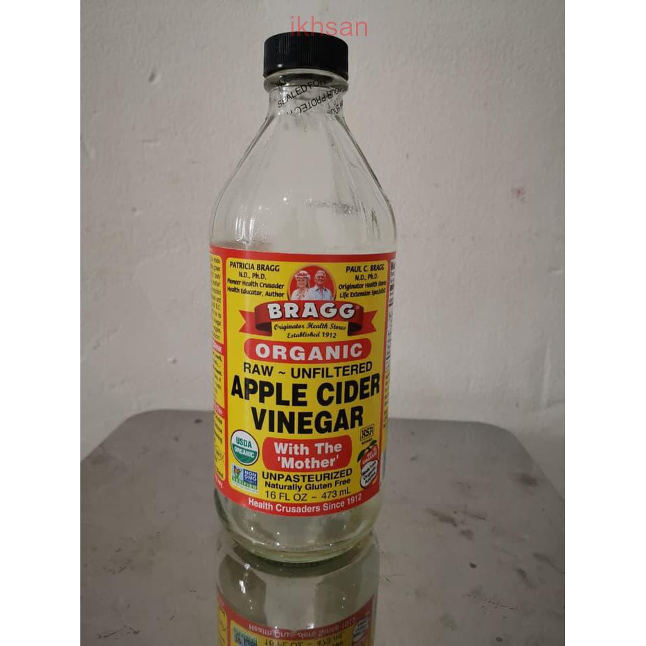 BOTOL KOSONG KACA Bekas Cuka Apel Bragg Kualitas Sangat Tebal 473ml