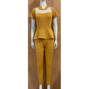 Fashion wanita #057, Jumpsuit pjg bhn scuba polos kombinasi tile