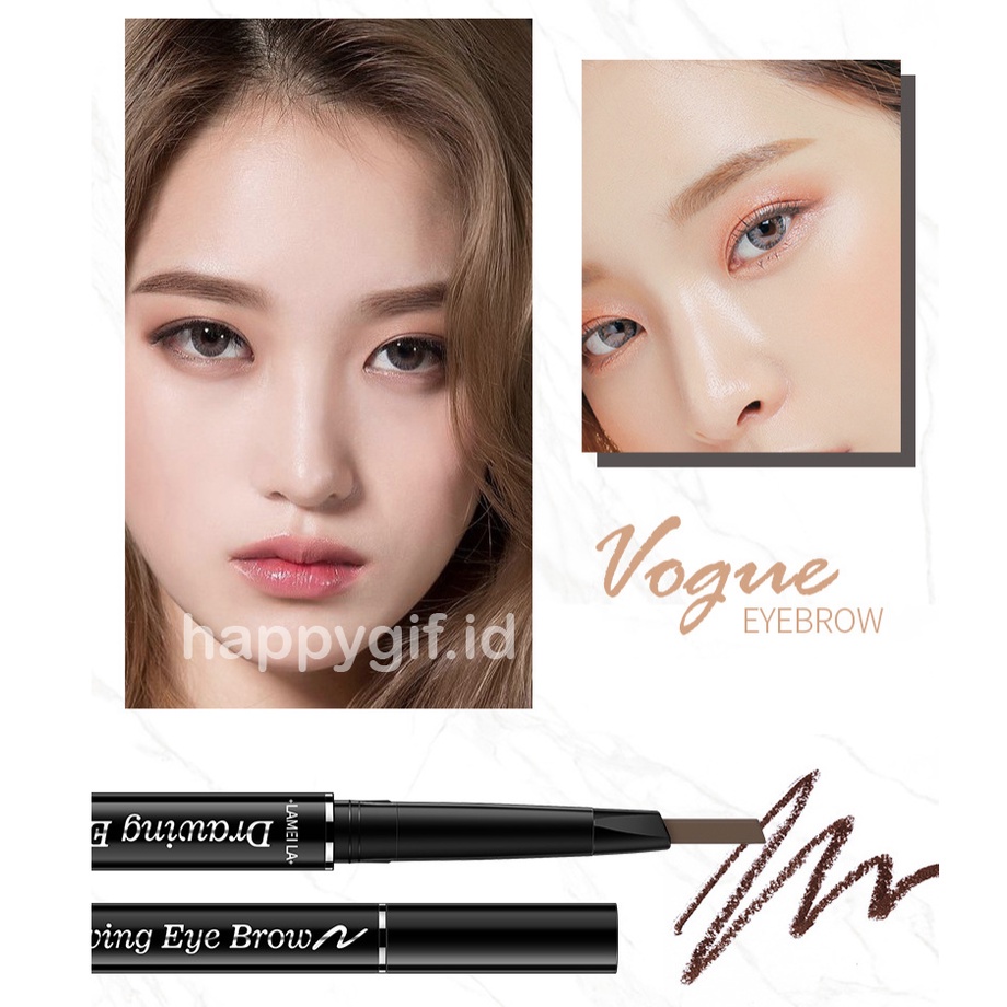 LAMEILA Eyebrow Pen Double Heads 7 Colors Lasting Pen Waterproof Pencil Kotak Hitam LA031 789