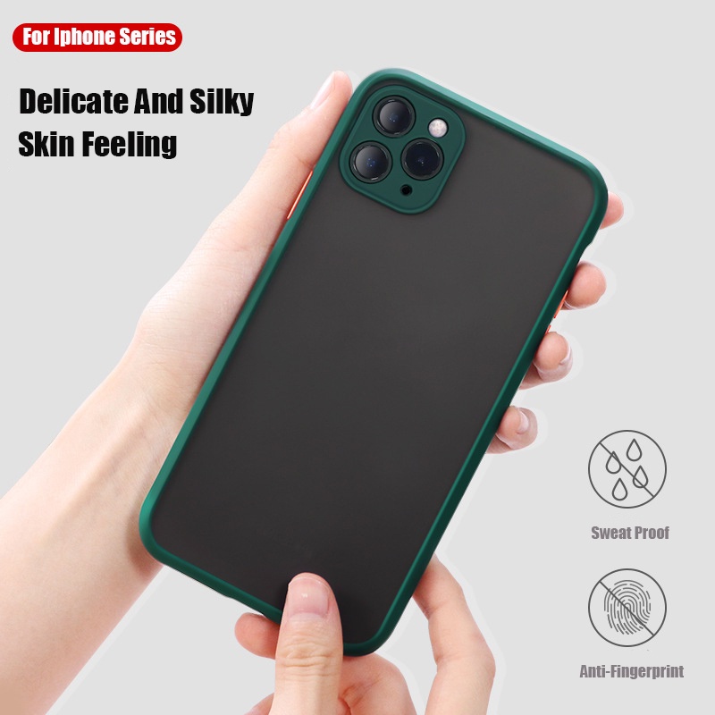 Casing Desain Matte Mewah Bahan PC Warna Kontras untuk iPhone x / 6 / 6S / 7 / 8 Plus