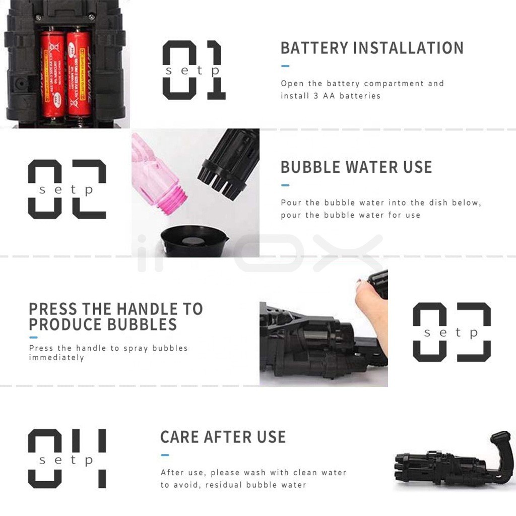 Mainan Anak Pistol Gelembung Mesin Elektrik Gun Bubble Machine Electric Galting Bubble Gun Outdoor-6