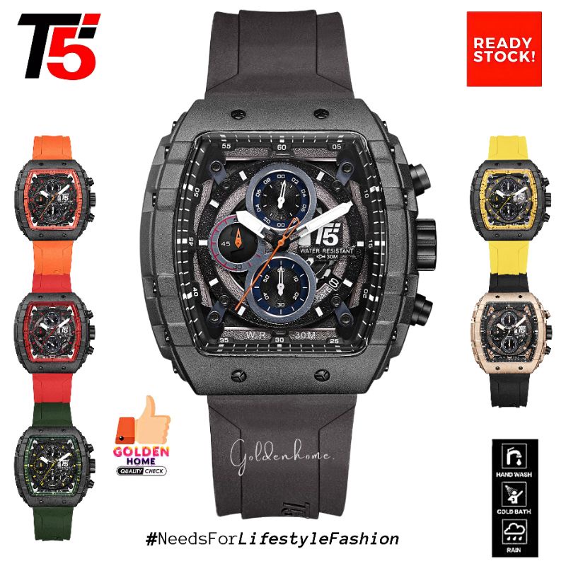 JAM PRIA T5 ORIGINAL 100% H3856 H3856G 3856 CHRONOGRAPH FREE GIFT/HADIAH TAHAN AIR 3ATM BERGARANSI F