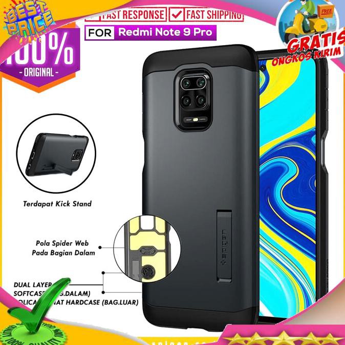 NEW PRODUK CASE REDMI NOTE 9 / PRO / MAX SPIGEN TOUGH ARMOR ANTI SHOCK CASING - 9 PRO - PRO MAX,