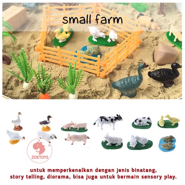 Zoetoys Farm Animal 1 set 12 pcs | Premium Small Figurine Animal Toobs lookalike | Mainan Edukasi Anak