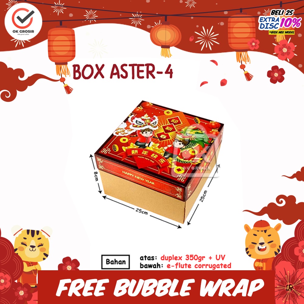 

Box Imlek ASTER-4 untuk kue tart, bolu 25x25x8cm (per 1 pcs)