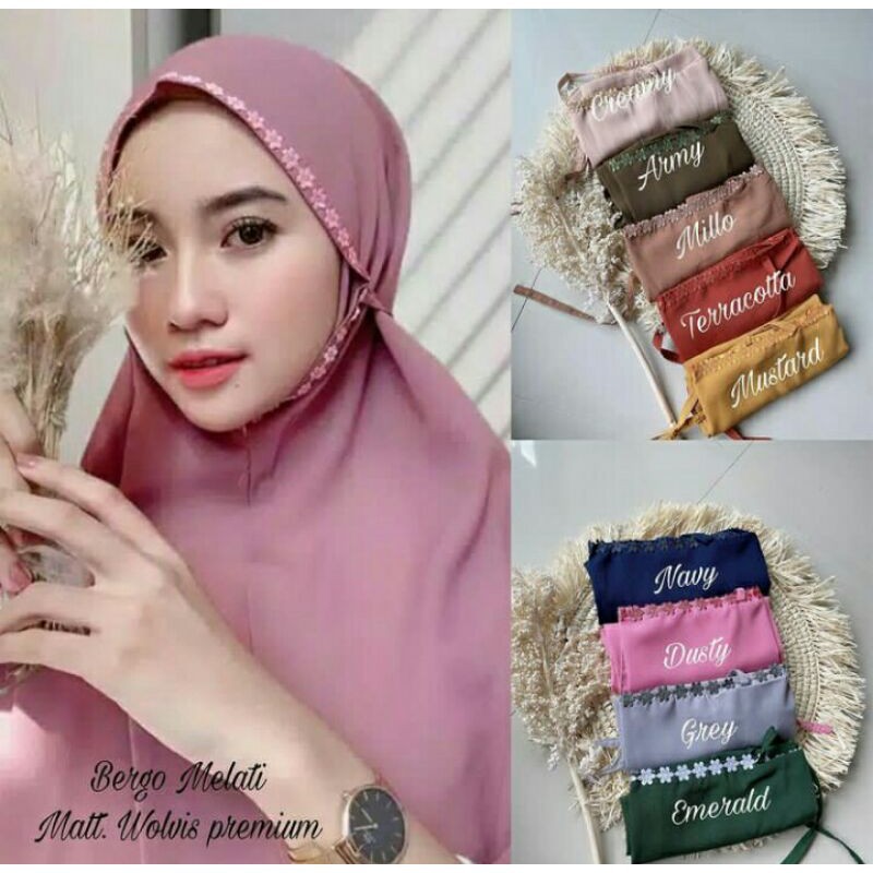 Bergo Maryam/ Bergo Renda/ Bergo Renda Melati/ Hijab instan