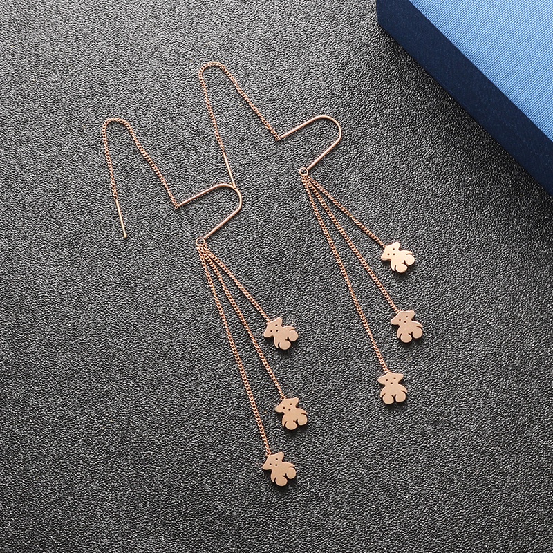 Anting gantung tiga bear korea fashion titanium anti karat - ercassia