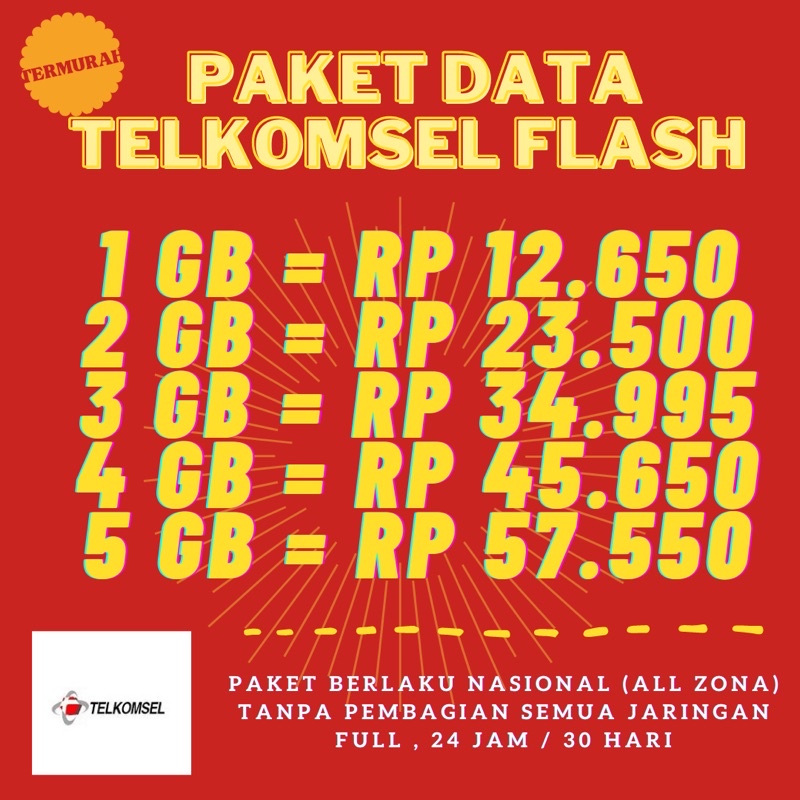 PROMO Kuota Bulanan Telkomsel Full 24 JAM 30 HARI 1GB 2GB 3GB 4GB 5GB Full 24 JAM 30 Hari Murah