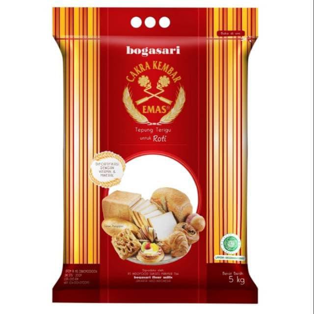 

Tepung Cakra Kembar Emas Bogasari Premium Roti 5 Kg