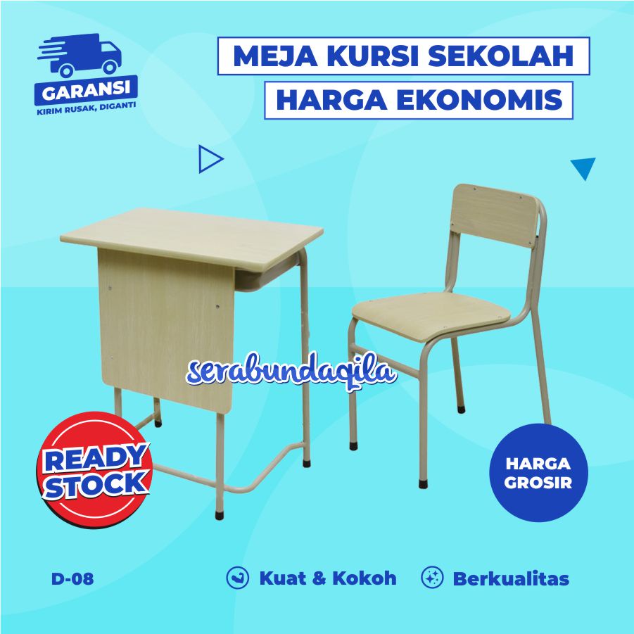D08 meja kursi bangku sekolah rangka besi harga murah cocok untuk SD / SMP / SMA