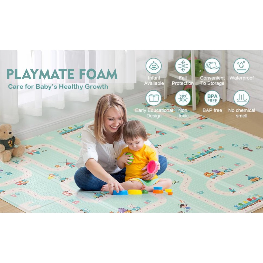 home_colection BEST SELLER Playmat Import Matras Empuk Kelas bagus Premium murah (tebal 0,6&amp;0,8) Motif Bolak Balik cocok untuk anak kecil bisa Karpet bayi empuk / Matras bayi