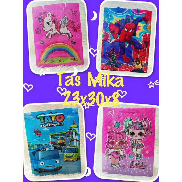 Tas mika  souvenir ultah goodiebags unicorn lol frozen