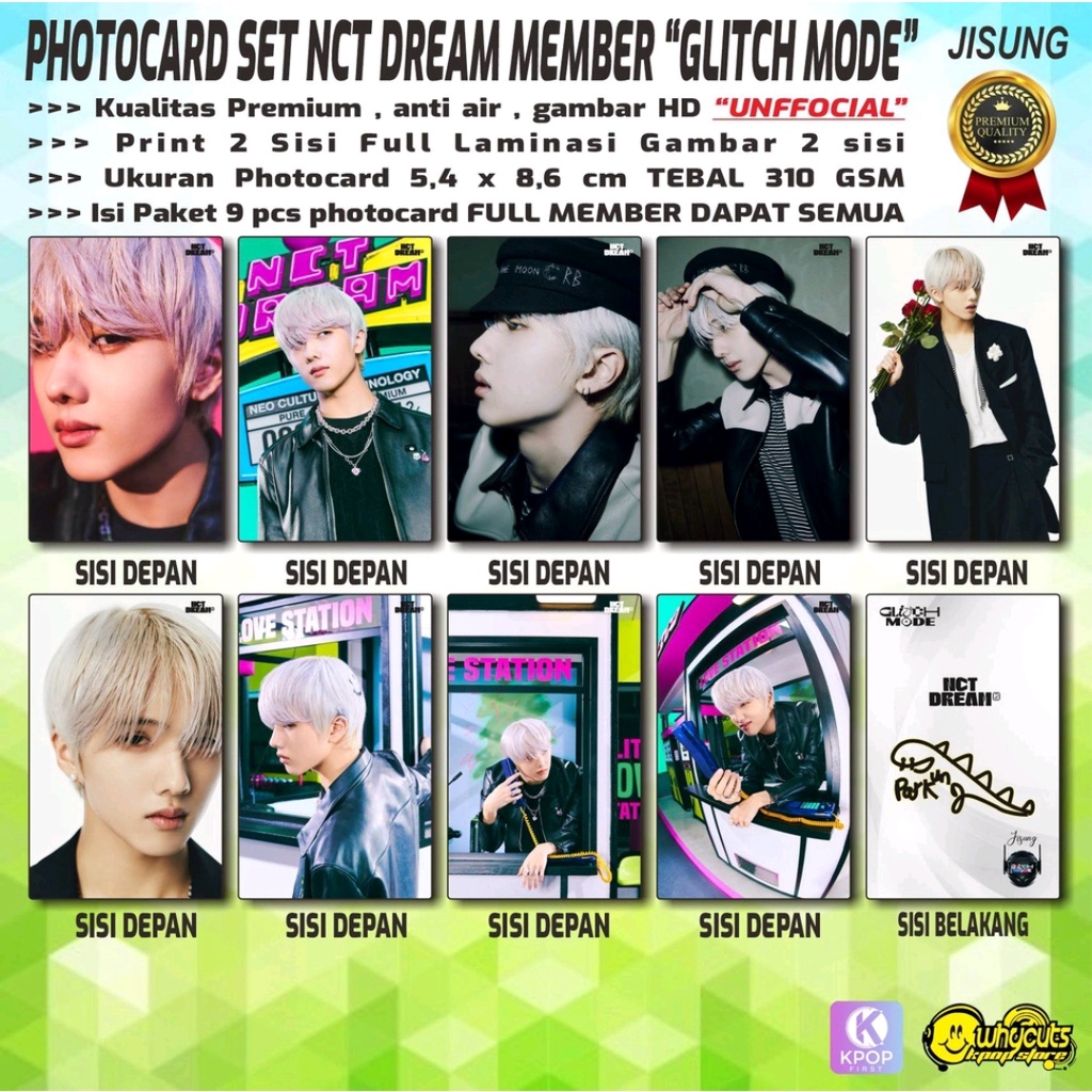 PHOTOCARD SET PC KPOP PREMIUM NCT DREAM MEMBER GLITCH MODE / PRINT 2 SISI FULL LAMINASI GLOSSY / ANTI AIR