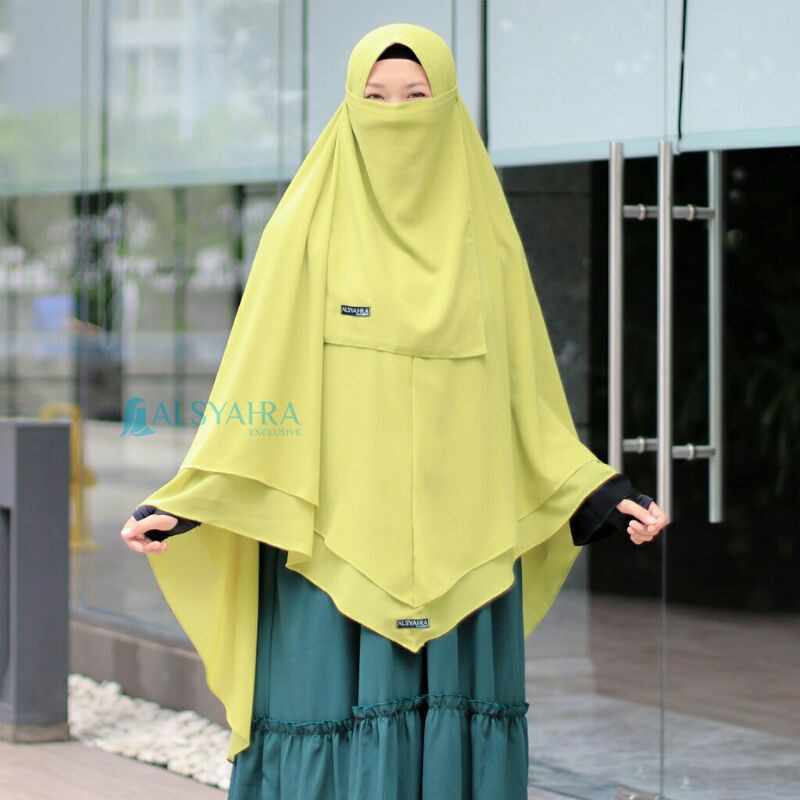 Set Khimar Cadar Tali Shofa Crutti 2 Layer Alsyahra Exclusive