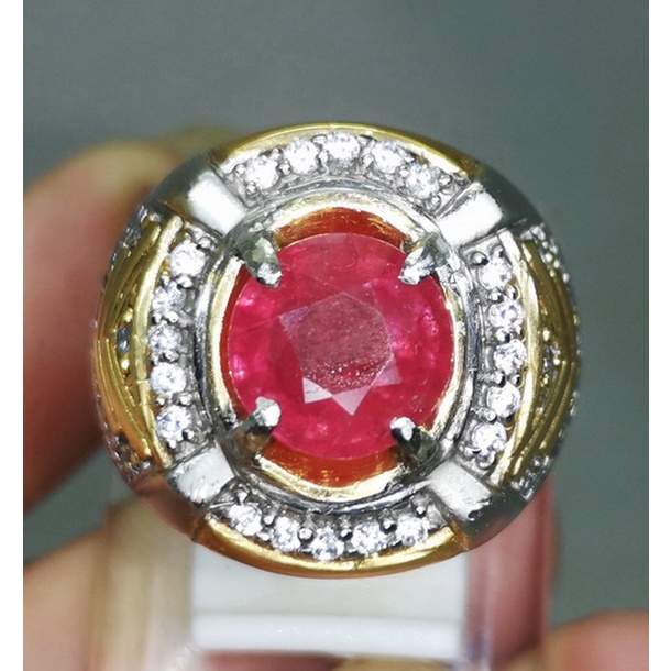 Cincin Batu Akik Merah Delima ruby Asli Bagus