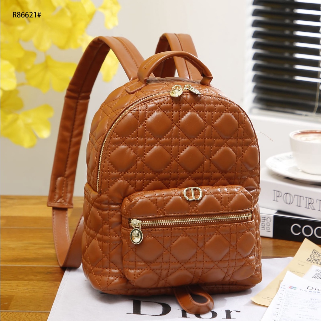 CD Cannage Lambskin Backpack Gold Hardware R86621