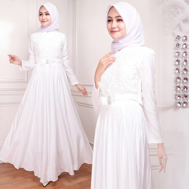 Jual Baju Gamis Putih Busana Muslim Baju Muslim Wanita 130 Std Shopee Indonesia