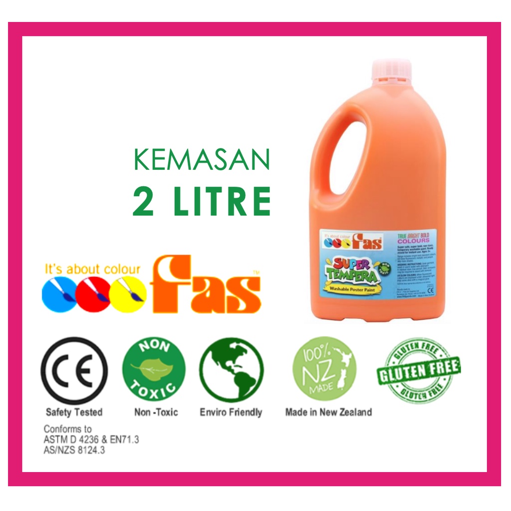 

FAS SUPER TEMPERA WASHABLE POSTER PAINT 2 LITER JINGGA - ORANGE