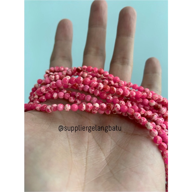 batu pink howlite 4mm akik aksesoris korea bahan gelang kalung limited