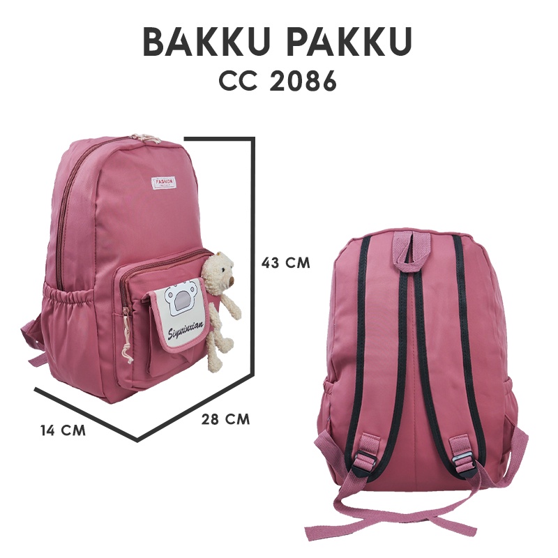 [KLIKTAS] Tas Ransel Perempuan Korea Bakku Pakku 2086 Backpack Sekolah Kuliah Pelajar Mahasiswa