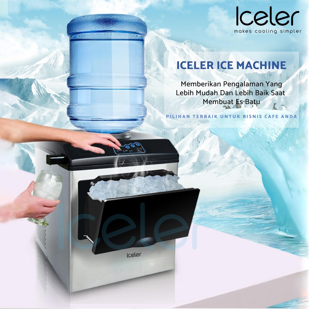 New Mesin es batu kristal Iceler pembuat es 30KG/D terbaik untuk Cafe