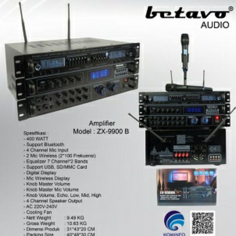 Power Amplifier Betavo ZX 9900 B free mic