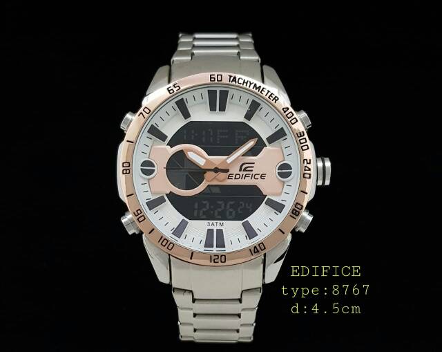 Jam pria casio Edifice 8767 dual time sport