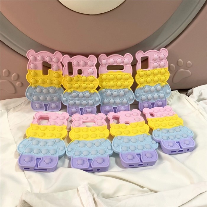 [MURAH] [BISA COD] BEAR casing pop it case Xiaomi Redmi Note 8 9 9S 9T 10 10S 8 Pro 9 Pro
