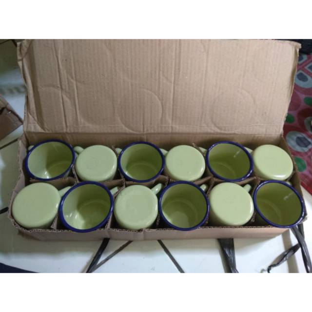 Cangkir Kecil Enamel mug jadul / cangkir gunung / gelas enamel