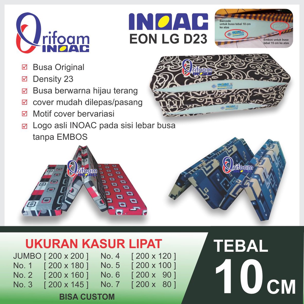[TEBAL 10CM] ORIGINAL INOAC KASUR LIPAT BUSA INOAC EON DENSITY 23  KASUR LIPAT BUSA INOAC TEBAL 10 C
