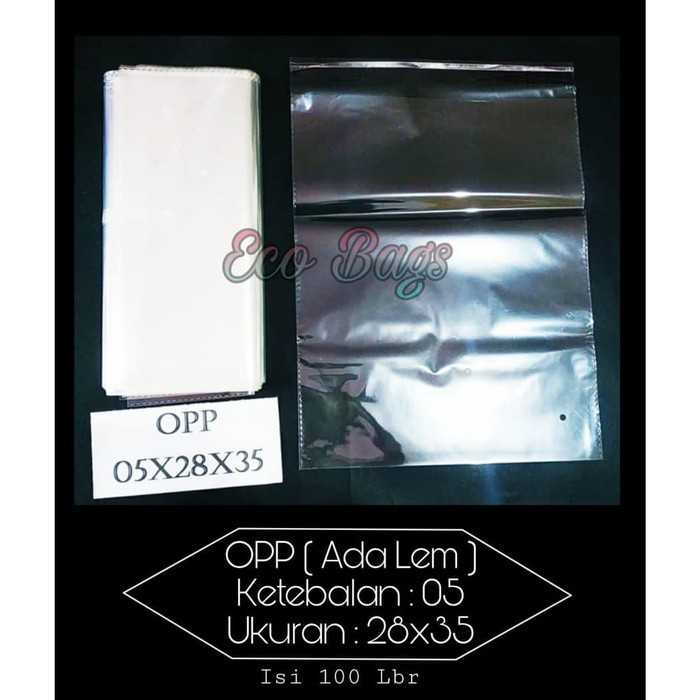 

Plastik OPP Seal Tebal 28x35 /Plastik OPP Lem Kemasan Baju isi 100Lbr
