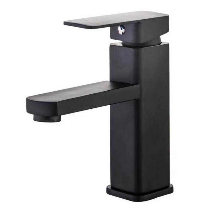 Kran Keran Air Black Square Bathroom Premium Wastafel Faucet Mixer Tap - Black Hot and cold Panas Dingin dual Air