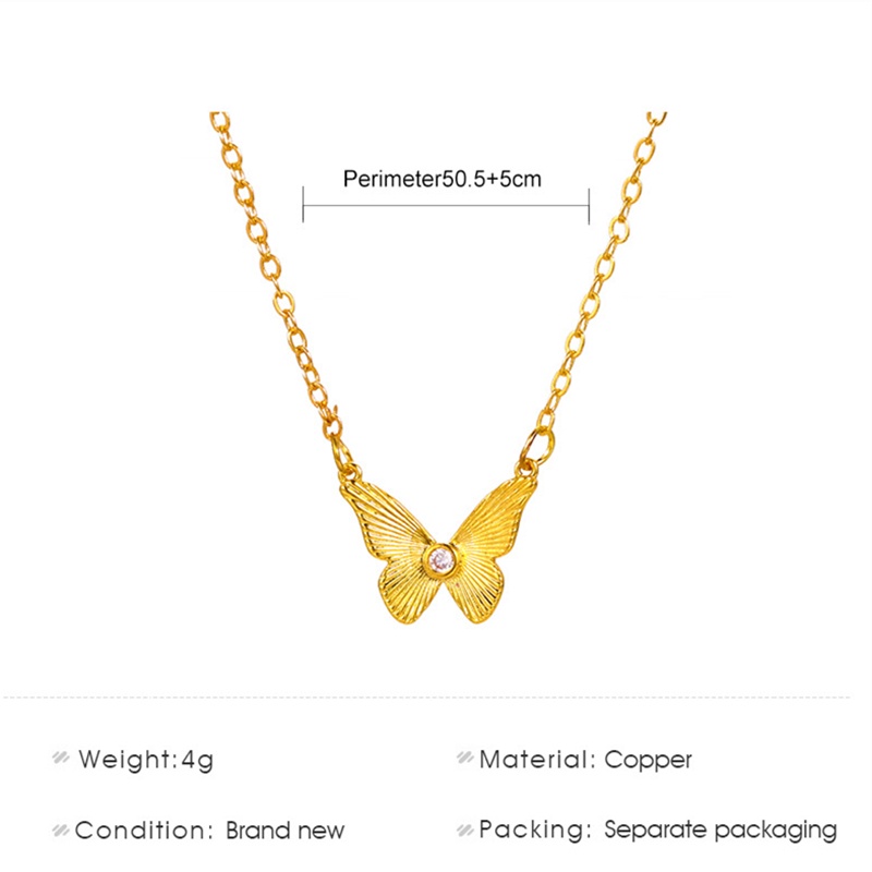 Kalung Liontin Kupu-kupu Desain Niche Rantai Klavikula Logam Mewah Ringan Wanita Dengan Berlian