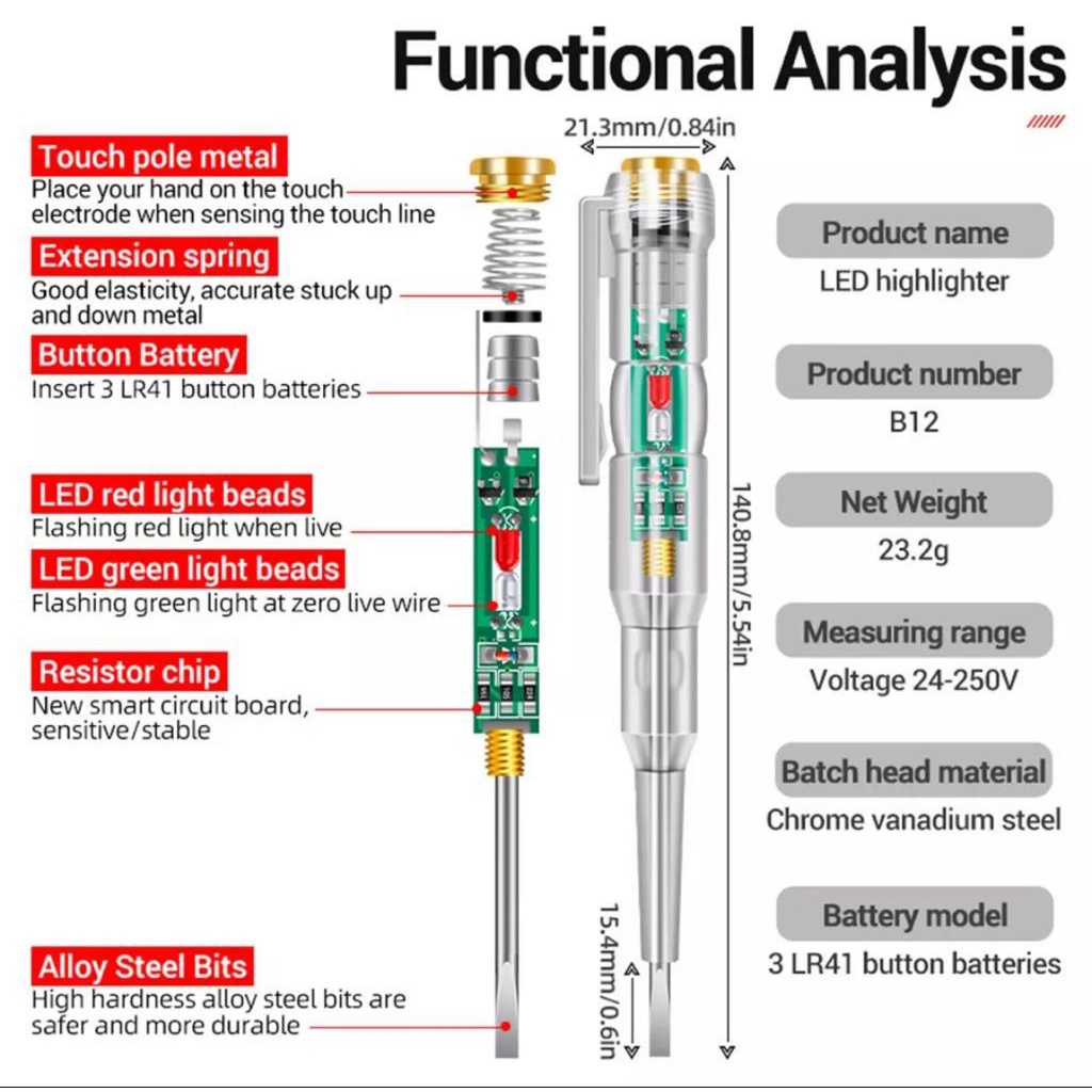 NEW testpen tes pen listrik Obeng Testpen Listrik LED Obeng faradic tespen yukido Cek Kabel Putus Otomatis