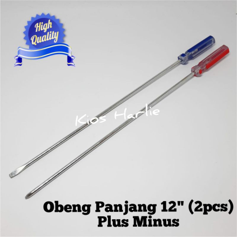 Obeng panjang 12 inch, obeng plus minus