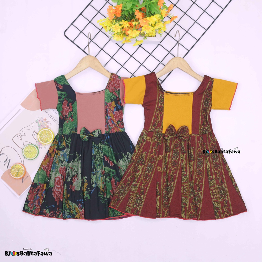 [BATIK] Dress Nadine uk 1-5 Tahun / Dres Pesta Anak Perempuan Murah Harian Pakaian Baju Cewek Imp