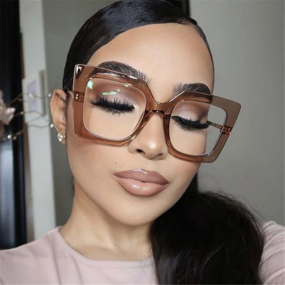 Lily Square Kacamata Wanita Kecantikan Oversized Female Spectacles Vintage Sunglasses Frame