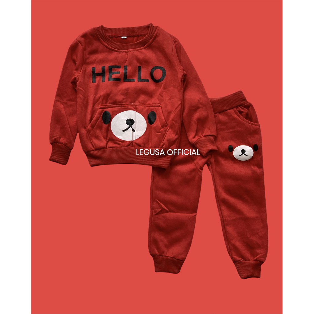 PAKAIAN ANAK STELAN ANAK JOGGER DAN SWEATER HELLO