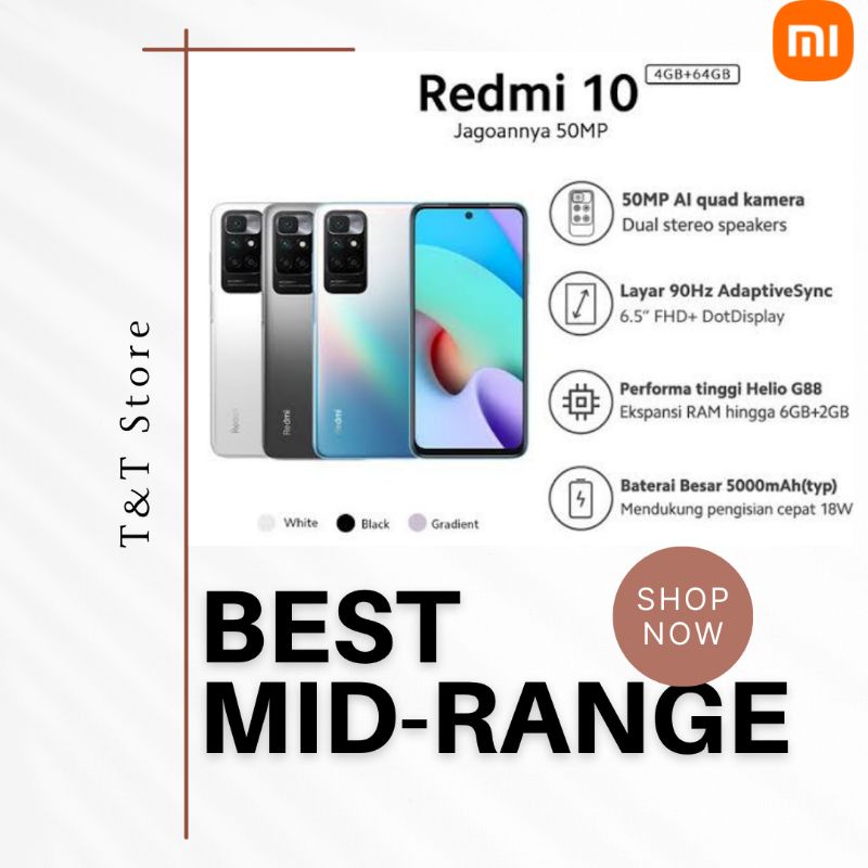 REDMI 10 2022 4/64,6/128 GARANSI TAM