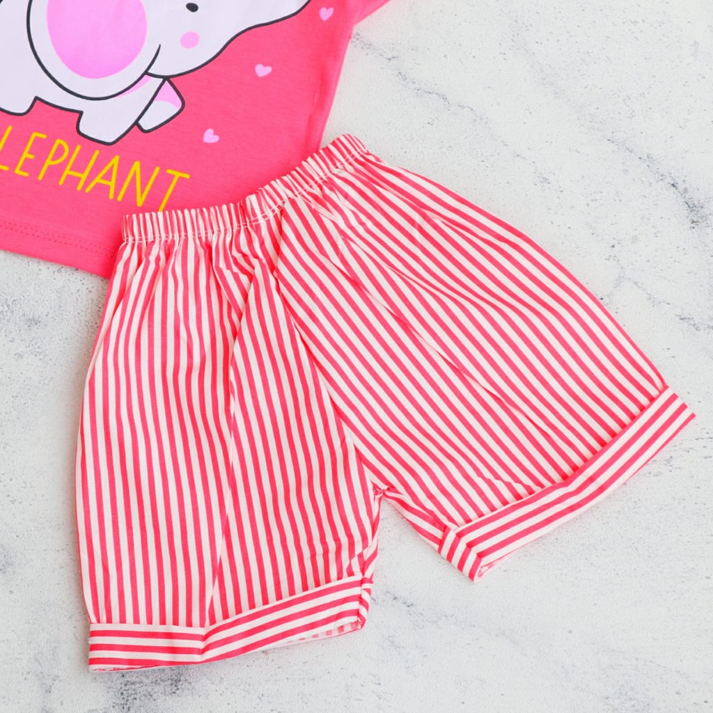 FILCO Motif Queen Elephant / Setelan Baju Celana Anak Bayi Perempuan usia 3 bulan - 12 bulan