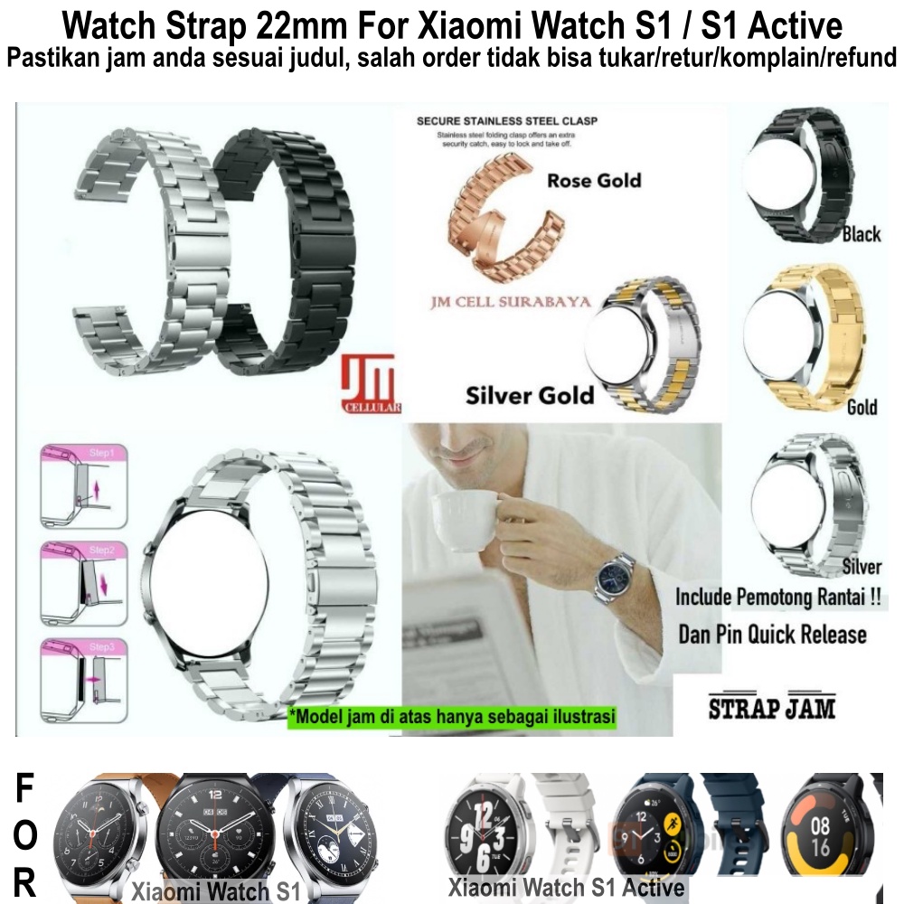 Tali Jam Xiaomi Watch S1 / Active - Strap 22mm Metal Stainless Steel High Quality