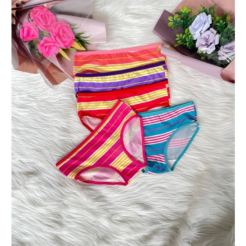 ASK Celana Dalam Wanita Bahan Katun Motif Salur Kecil Pakaian Dalam Import | Celana Dalam Murah Remaja Underwear Wanita CD57