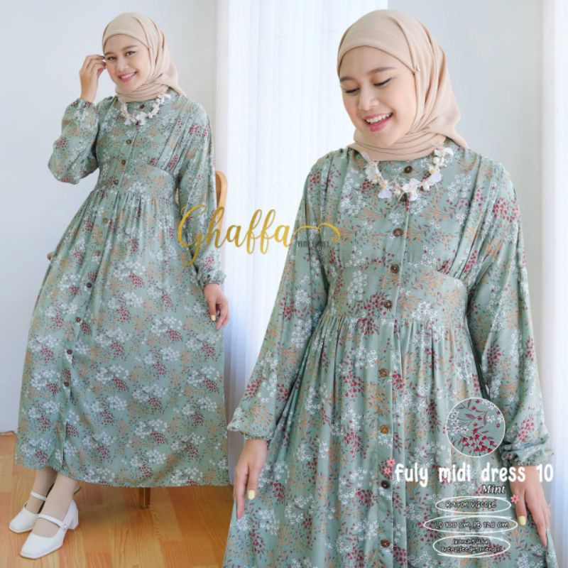FULY MIDI DRESS #10 BY GHAFFA THE LABEL / MIDI MOTIF MUSLIMAH / Dress wanita ld 100