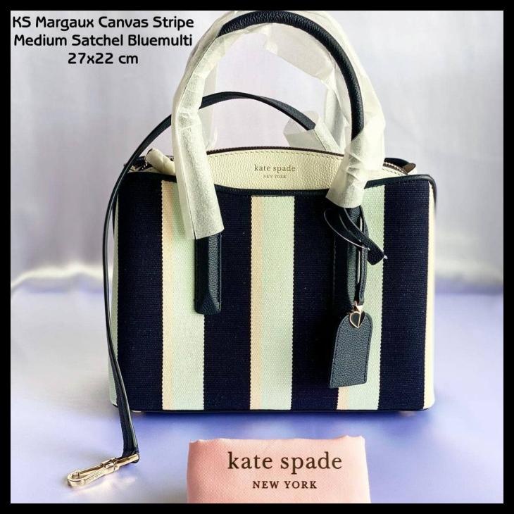 Bag Canvas - Tas Kate Spade Original - Ks Margaux Medium Satchel Canvas Stripe F