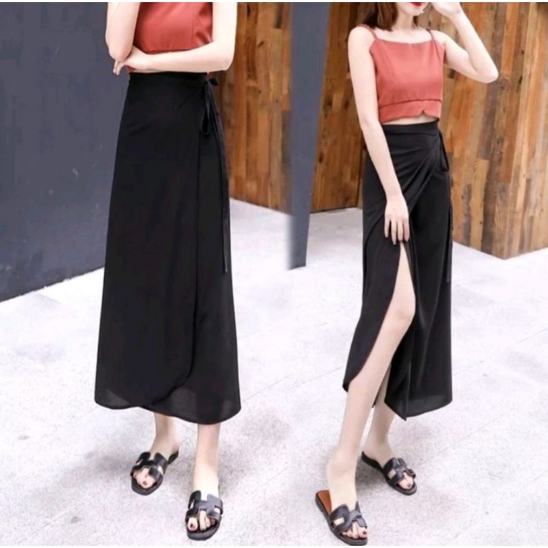 ROK STRAP ROK TALI SHAKILA ROK KOREA TALI STYLE ROK WANITA BAHAN SHAKILA STREAT ALL SIZE FIT TO XL BAWAHAN PANJANG KOREA LONG SKIRT STRAP POLOS-1